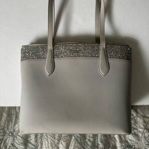 KATE SPADE Flash Glitter Satchel in White Women’s Tote HandBag Purse